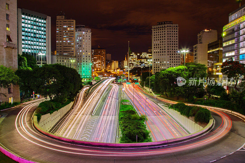 从Viaduto do Chá晚上，圣保罗，巴西